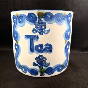 M A Hadley Tea Canister‎ 5.75" Tall with Flower Design on Back No Lid